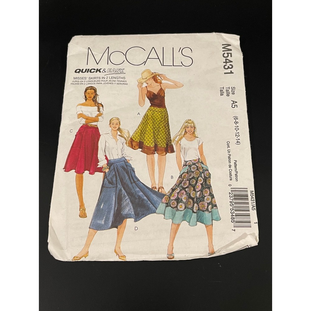 00219 - McCall's M5431 Skirts Sewing Misses A5 (6-8-10-12-14) Easy‎ 2 Lengths